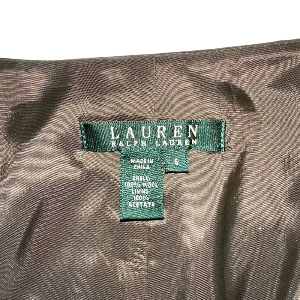Lauren Ralph Lauren Wool Olive Green Panel Flutter Skirt 6 - Picture 3 of 5